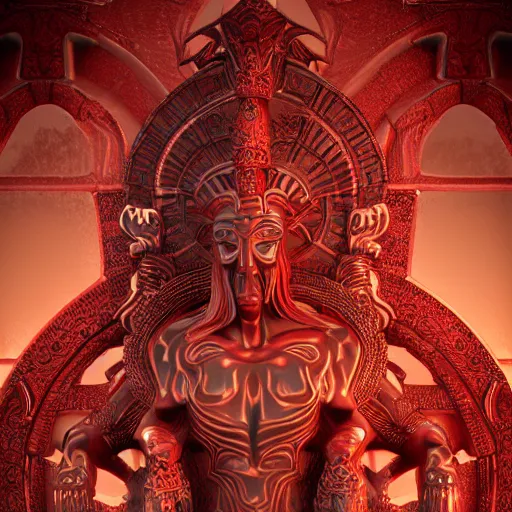 Prompt: the god of the dead, octane render, red, ornate