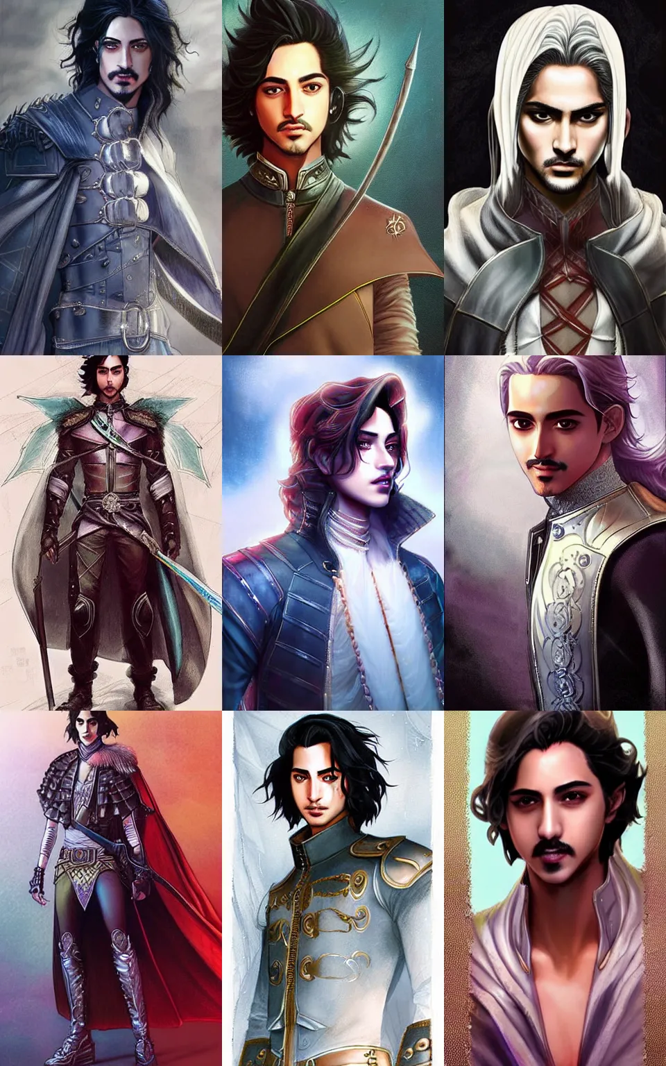 Prompt: Avan Jogia as a prince. Glowing eyes, silver crown, leather boots. Character design by charlie bowater, ross tran, artgerm, and makoto shinkai, detailed, inked, western comic book art, 2021 award winning painting