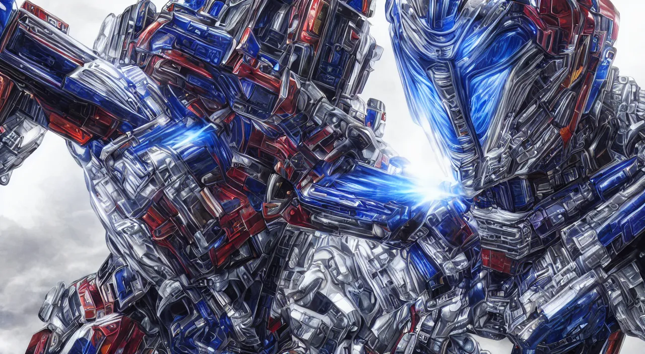 Image similar to elon musk as optimus prime hyper detailed realistic 8 k, sacred geometry