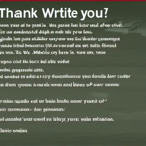 Image similar to thank you written. highly realistic.