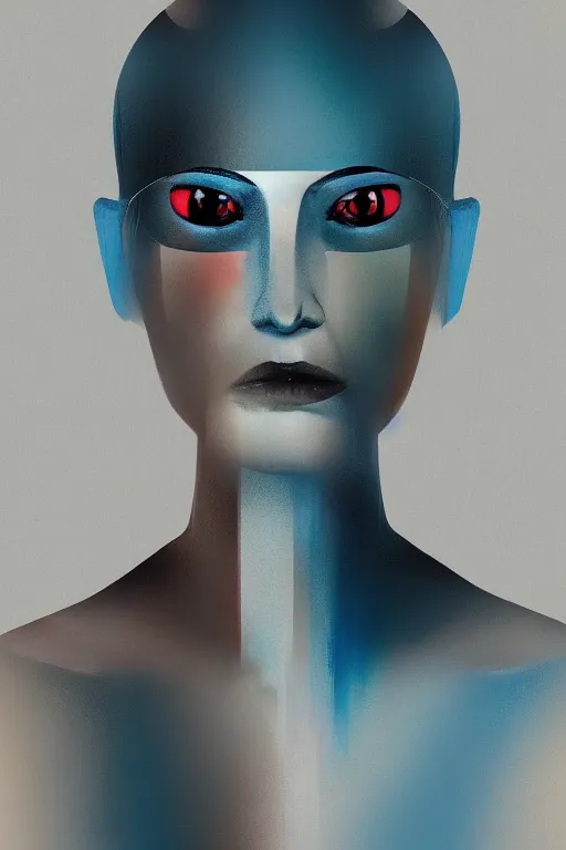 Image similar to Abstract. Minimalism. Portrait of a cyborg woman.