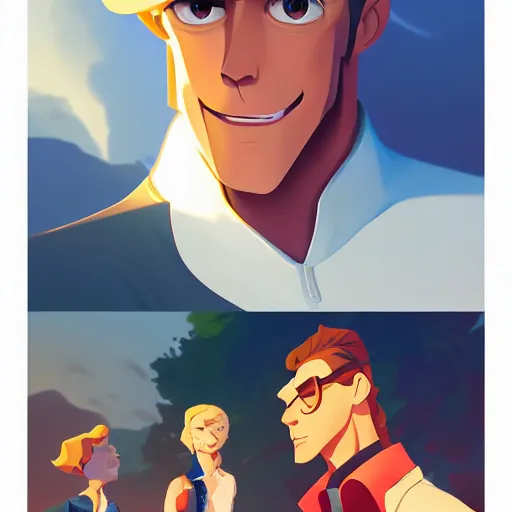 Image similar to face icon stylized minimalist the new adventures of johnny quest, loftis, cory behance hd by jesper ejsing, by rhads, makoto shinkai and lois van baarle, ilya kuvshinov, rossdraws global illumination