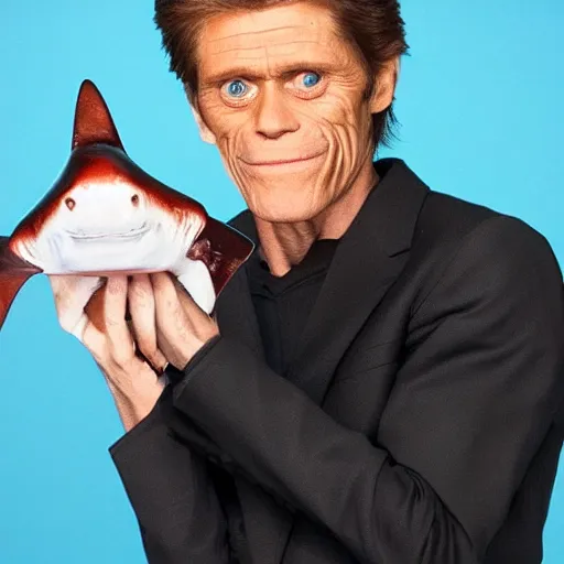 Prompt: willem dafoe and shark have a son