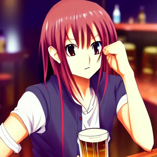 Wholesome and masculine looking anime girl at a bar | Stable Diffusion |  OpenArt
