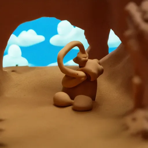 Image similar to flume, made of clay, claymation