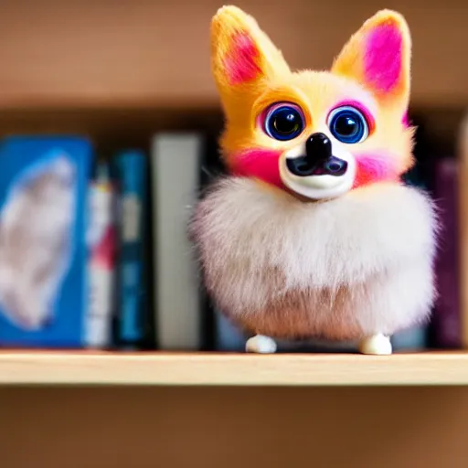 Prompt: corgi furby toy on a store shelf, cute, hyperrealistic, award - winning photograph