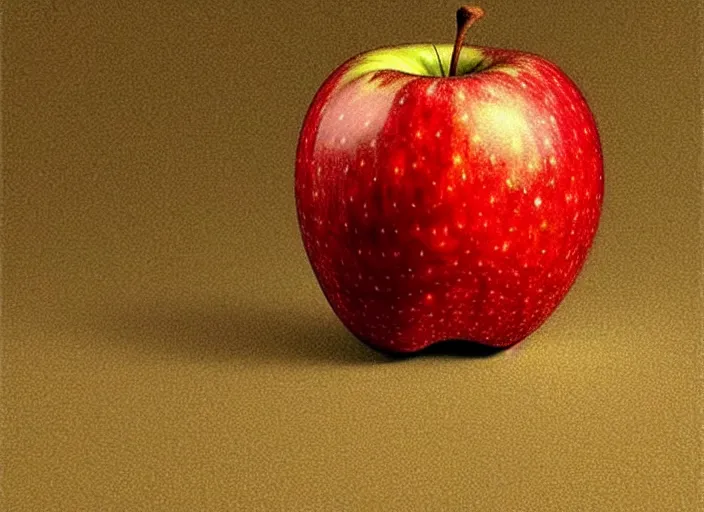 Prompt: an apple ， by leonardo di ser piero da vinci,