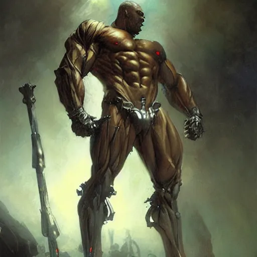 Prompt: muscular male undead cyborg, muscle, painting by gaston bussiere, craig mullins, greg rutkowski, yoji shinkawa