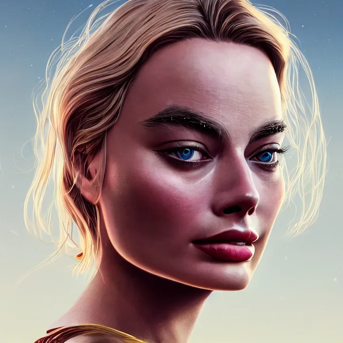 Image similar to portrait of margot robbie, iphone. intricate artwork. by tooth wu, wlop, beeple, dan mumford. octane render, trending on artstation, greg rutkowski very coherent symmetrical artwork. cinematic, hyper realism, high detail, octane render, 8 k, iridescent accents