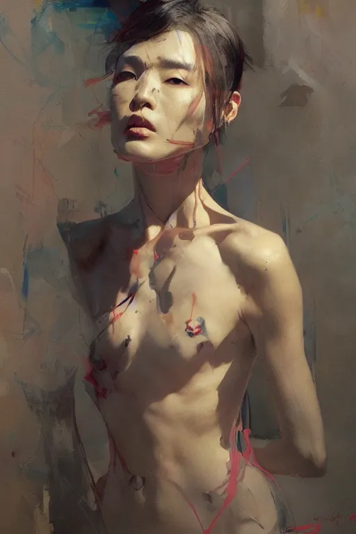 Image similar to ljeong ho - yeon by greg rutkowski, jeremy mann, francoise nielly, van gogh, ross tran, rule of thirds, seductive look, beautiful