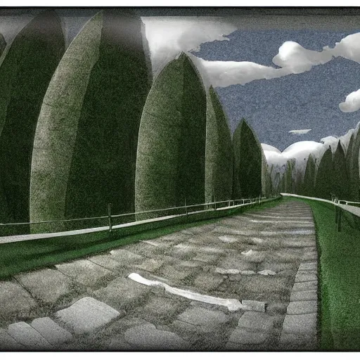 Image similar to a beautiful landscape, 7 point perspective, digital art