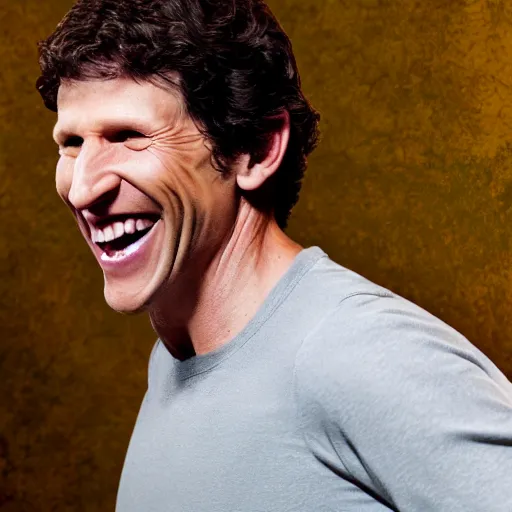 Image similar to A photo of Todd Howard manically laughing, 4K UHD, high quality, amazing quality, studio quality, studio lighting,