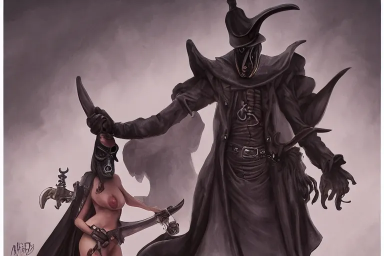 Image similar to full body painting of a medevil, with a plague doctor mask , feminine figure, higly detailed, ultraHD, 8k, smooth , pixiv art, cgsociety, artgem, high quality, digital illustration, concept art, masterpiece , Boris Vallejo