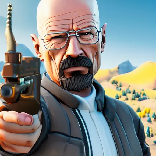 Image similar to a detailed portrait of walter white in fortnite, unreal engine 5 rendered, incredibly highly detailed and realistic, 8 k, sharp focus, studio quality