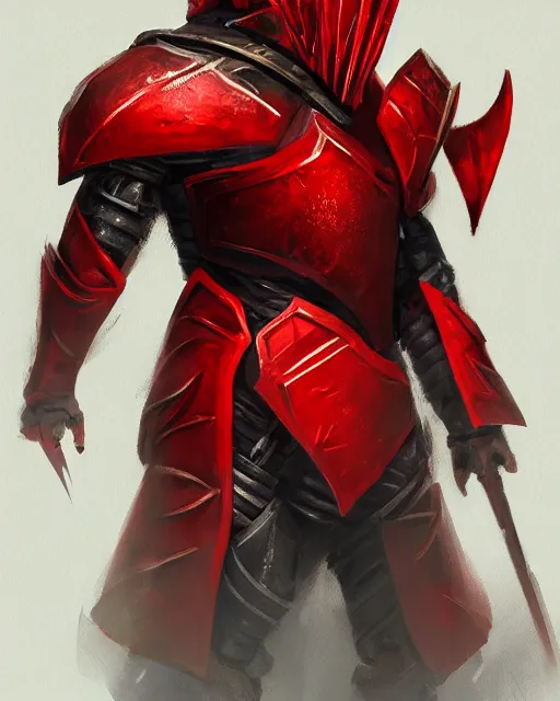 Image similar to knight armored in red, fantasy art, trending on artstation