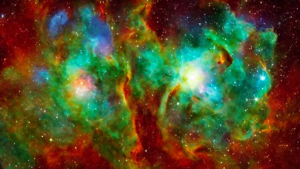 Image similar to ((((Hulk outline)))) made in the form of a (((nasa nebula photo))), James Webb telescope photo, photo