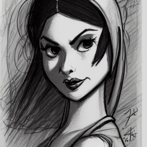 Image similar to milt kahl sketch of victoria justice as princess padme in star wars episode 3