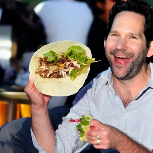 Prompt: paul rudd, eating tacos, award winning photo, tabloid, 8 k, trending