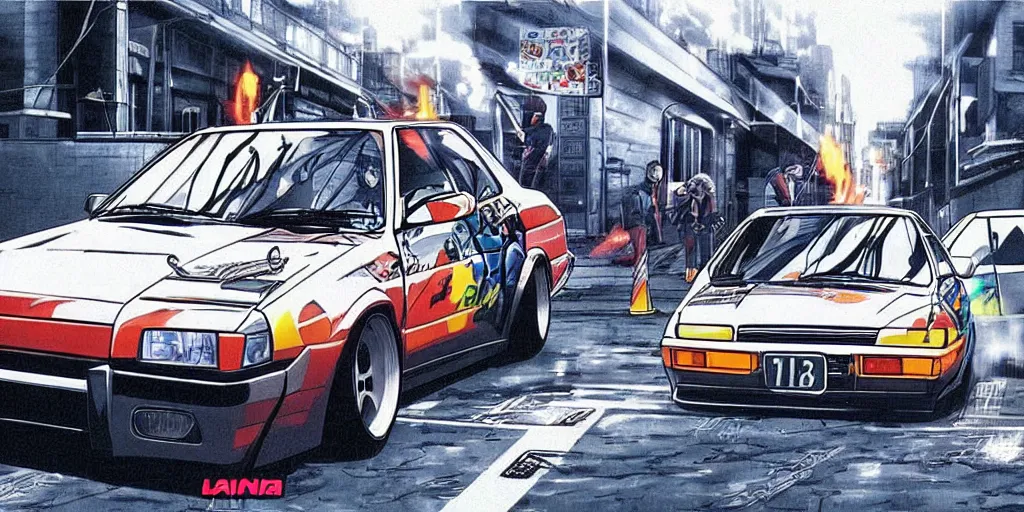 Image similar to lada initial d, anime art