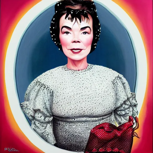 Prompt: bjork dressed as nancy reagan, painted by mark ryden,