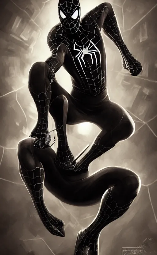 Image similar to spiderman noir, dynamic lighting, photorealistic fantasy concept art, trending on art station, stunning visuals, creative, cinematic, ultra detailed