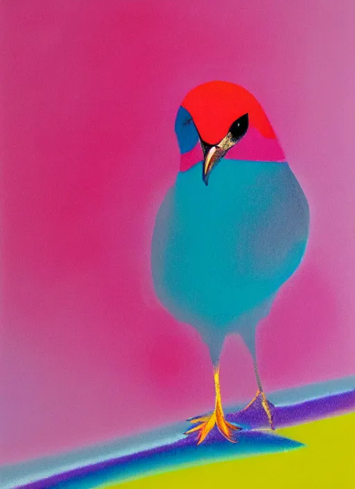 Image similar to a close up of a bird on a pink background, an airbrush painting by ronnie landfield, dribble, lyrical abstraction, airbrush art, ultrafine detail, matte background