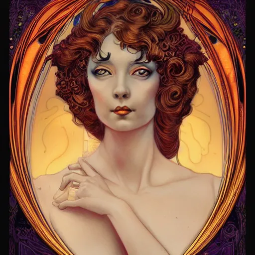 Image similar to an art nouveau portrait in the style of anna dittmann and donato giancola and virgil finlay.
