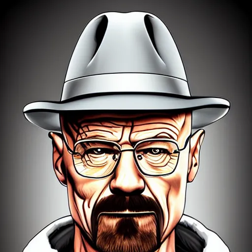 Image similar to Walter White with Coslive Black Hat , accurate anatomy, highly detailed, digital art, centered, portrait