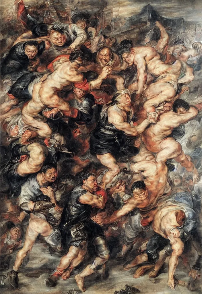 Image similar to 2 0 2 1 hong kong city riot portrait by peter paul rubens.