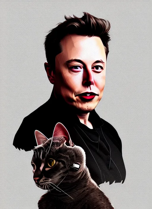 Prompt: portrait of elon musk with cat ears, intricate, elegant, highly detailed, digital painting, artstation, concept art, smooth, sharp focus, illustration