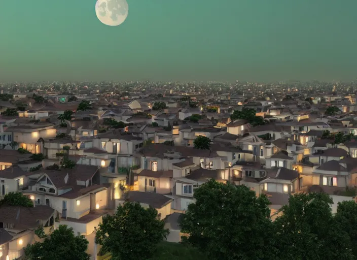 Prompt: thousands of big moons, focus on the sky. thousands of houses in the city, hyperrealism, no blur, 4 k resolution, ultra detailed