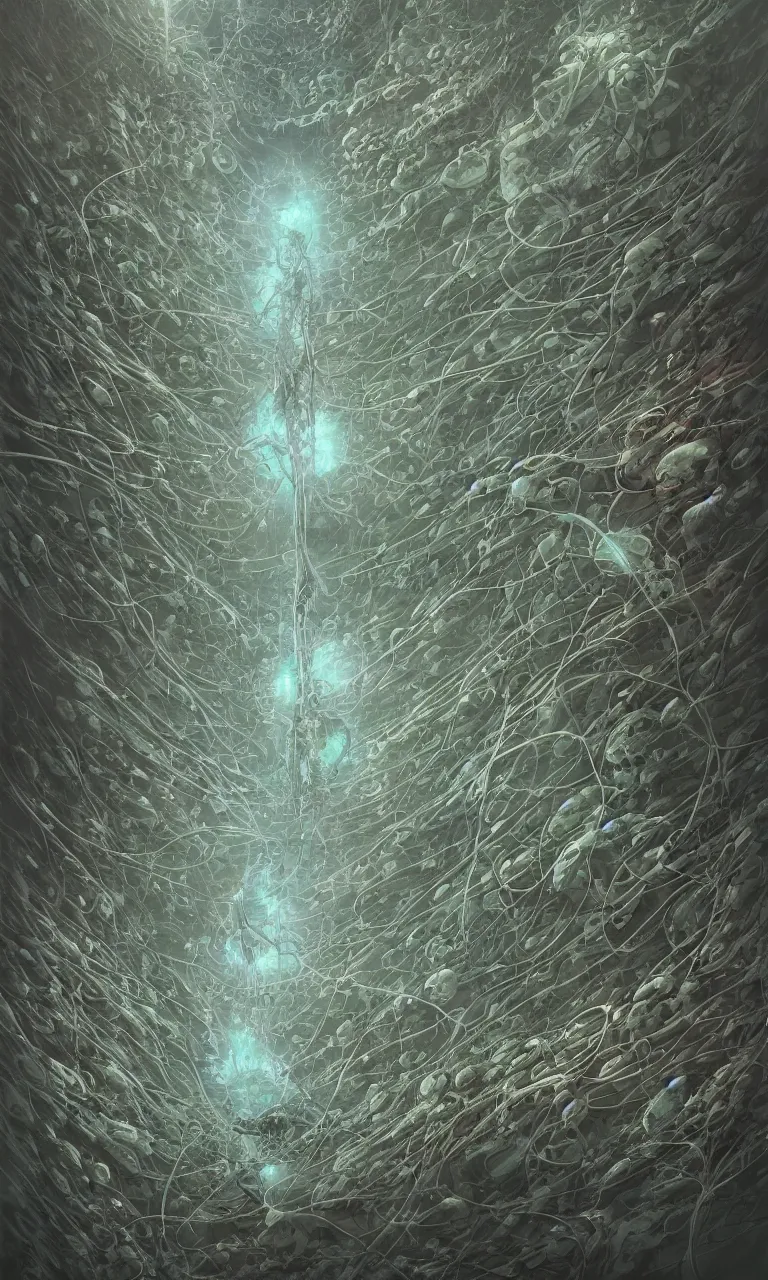 Image similar to internal lymphocyte virion rawandrendered synaptic fractality transmission embryonic beholder glial neurons cyberpunk nerve cells microscopic plankton by wojtekfus facey rossdraws. neuronal megacity neurone synapse by beksinski. # imaginativerealism