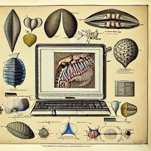 Prompt: anatomical diagram of a laptop, by maria sibylla merian