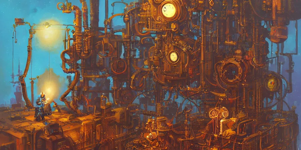 Image similar to A rat engineer with steampunk goggles is building a steam machine, art by PAUL LEHR