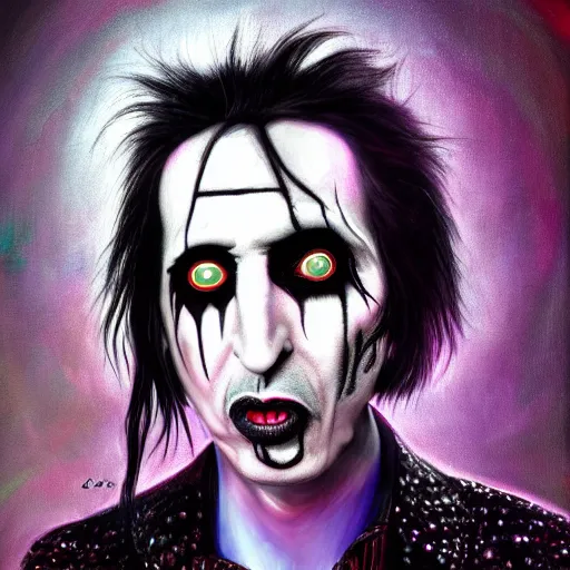 Image similar to an extremely psychedelic portrait of alice cooper as marilyn manson, surreal, lsd, face, detailed, intricate, elegant, lithe, highly detailed, digital painting, artstation, concept art, smooth, sharp focus, illustration,