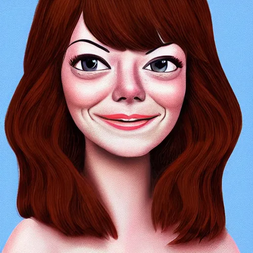 Prompt: A portrait of Emma Stone in the style of Pixar