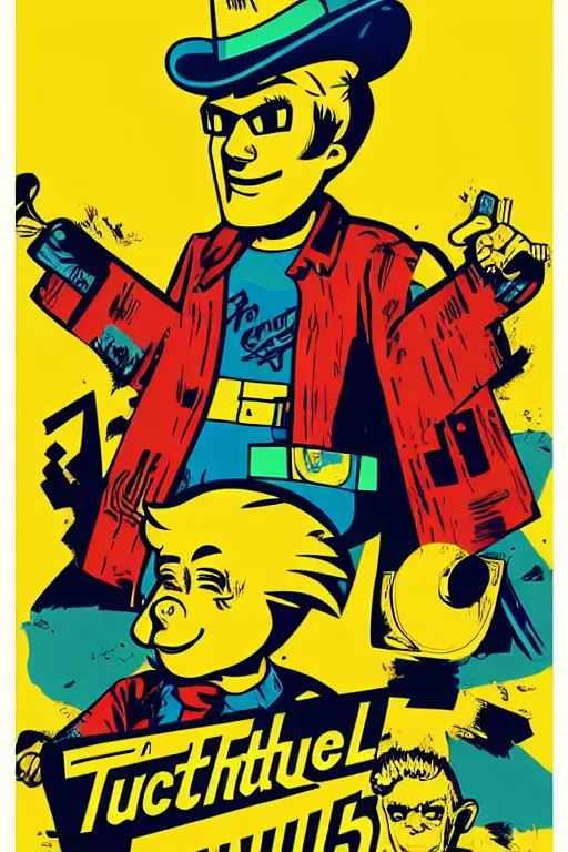 Image similar to fallout 7 6 retro futurist illustration art by butcher billy, sticker, colorful, illustration, highly detailed, simple, smooth and clean vector curves, no jagged lines, vector art, smooth andy warhol style