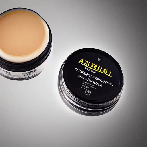 Image similar to a professional photo of a new container for Axle Grease Hair Gel, dramatic cinematic studio lighting
