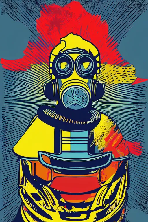 Image similar to fallout 7 6 retro futurist illustration art by butcher billy, sticker, colorful, illustration, highly detailed, simple, smooth and clean vector curves, no jagged lines, vector art, smooth andy warhol style