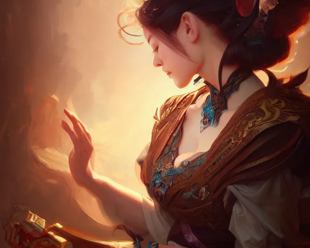 Image similar to photography of qing han, deep focus, d & d, fantasy, intricate, elegant, highly detailed, digital painting, artstation, concept art, matte, sharp focus, illustration, hearthstone, art by artgerm and greg rutkowski and alphonse mucha