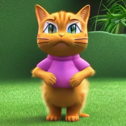 Image similar to garfield the cat as a pokemon, cgi