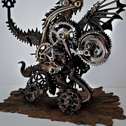 Image similar to metal dragon made of clockwork and gears