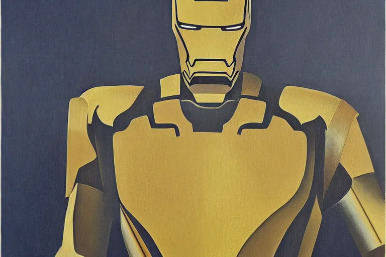 Prompt: iron man painting by rene magritte, high detail, high resolution