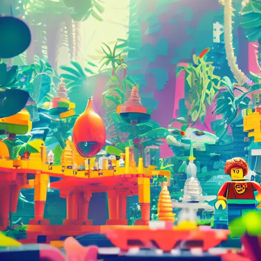 Image similar to magical lego jungle, sharp focus, james gilleard, moebius, print, game concept art