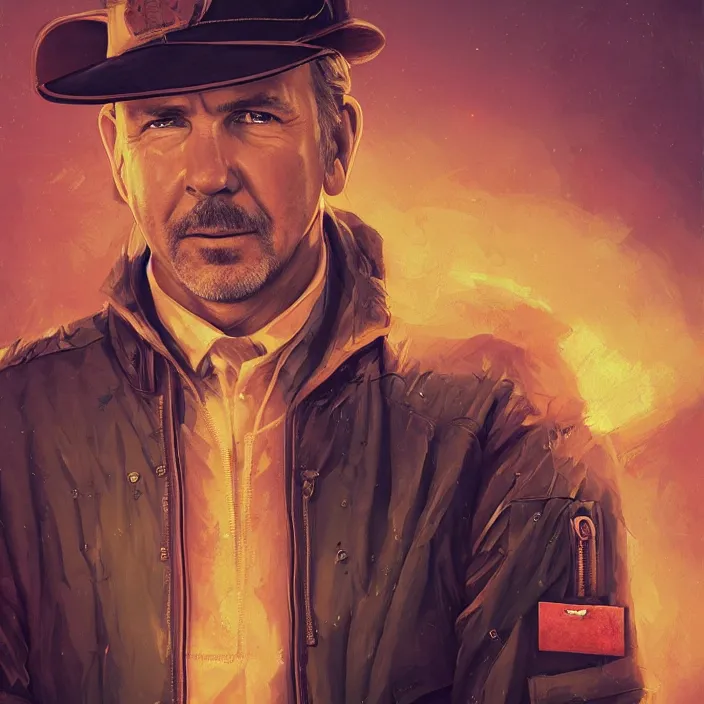 Image similar to portrait of kevin costner as postman 1 9 9 7. intricate abstract. intricate artwork. by tooth wu, wlop, beeple, dan mumford. octane render, trending on artstation, greg rutkowski very coherent symmetrical artwork. cinematic, hyper realism, high detail, octane render, 8 k, iridescent accents