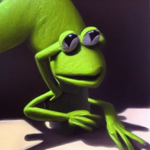 Prompt: kermit the frog, vampire hunter. high key lighting. oil painting. realistic