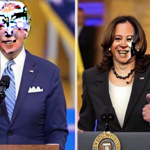 Prompt: joe biden and kamala harris giving away crack pipes to everyone