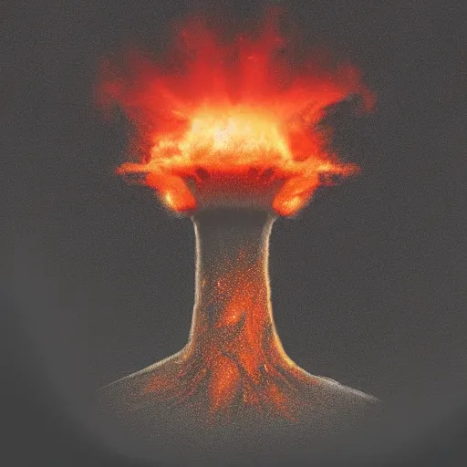 Image similar to a nuclear mushroom cloud with donald trumps face on it. portrait, intricate, highly detailed, concept art, smooth, sharp focus, illustration, medium shot, mid - shot