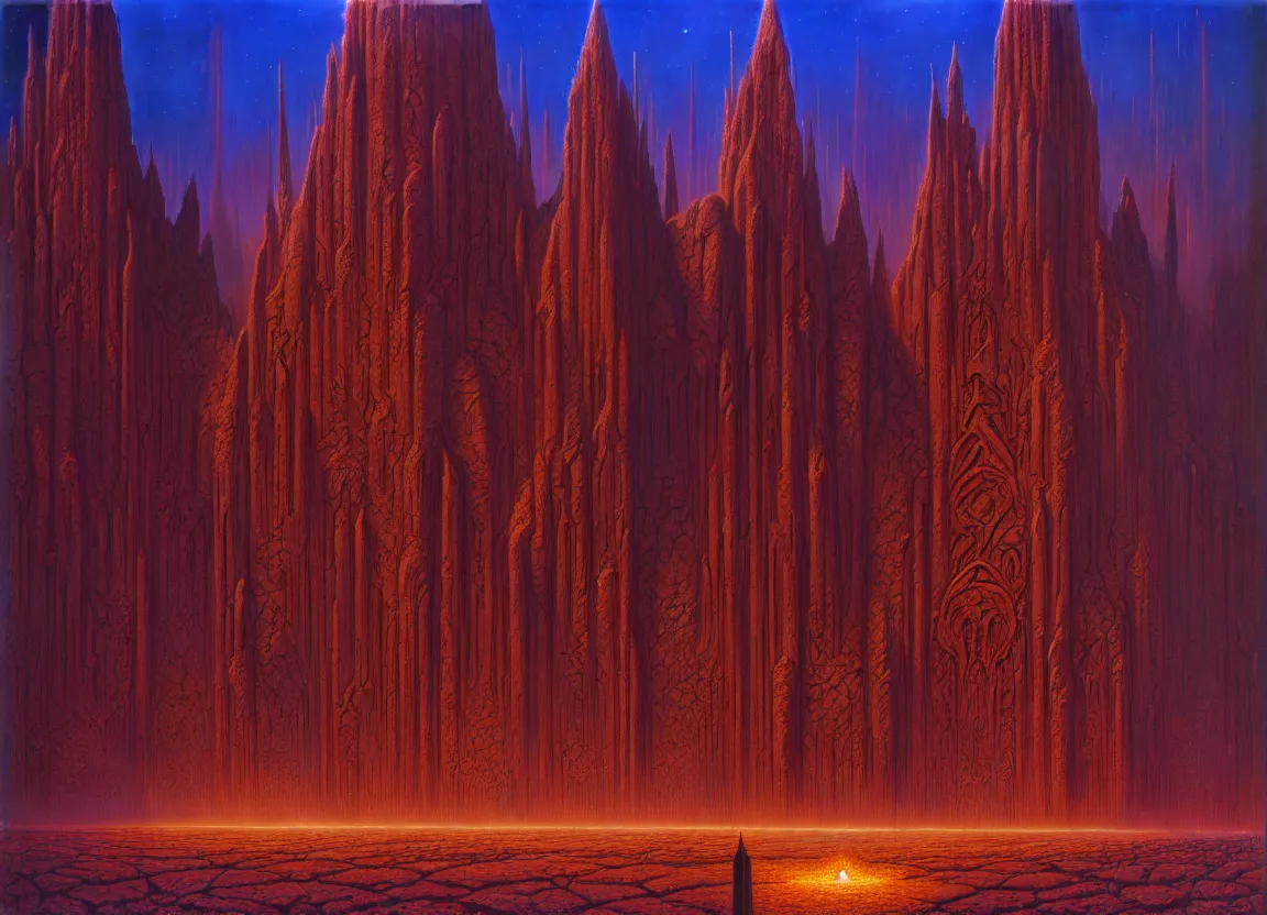 Prompt: immense crematorium gothic architecture advanced technology scifi architectural structure desert planet alien wardrobe tim hildebrandt, wayne barlowe, bruce pennington, donato giancola, larry elmore, oil on canvas, masterpiece, trending on artstation, featured on pixiv, cinematic composition, dramatic, beautiful lighting