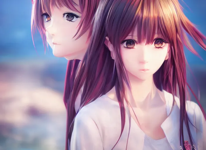 Image similar to photorealistic anime tsundere girl render, detailed face, colorful, atmosphere cinematic, by wlop, by ilyu kuvshinov, soft shadows, be concept art, super detailed, octane render, 8 k, unreal engine 5, super realistic, ufotable studio art style, trending in pixiv, japanese light novel cover, visual novel, website banner